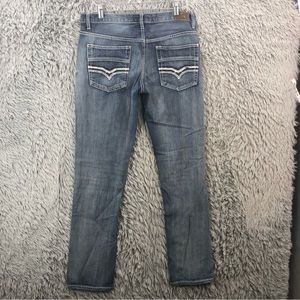 Carbon Jeans Mens Size 31 Whiskered Straight Leg Embroidered Denim